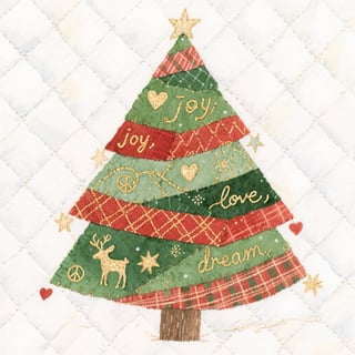 Patchwork Christmas Tree Quilt Art