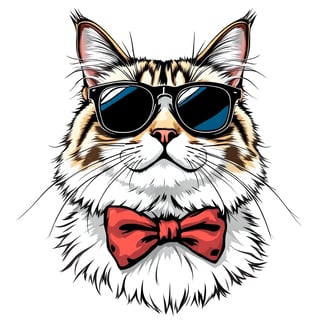 Turkish Angora Cat with Sunglasses