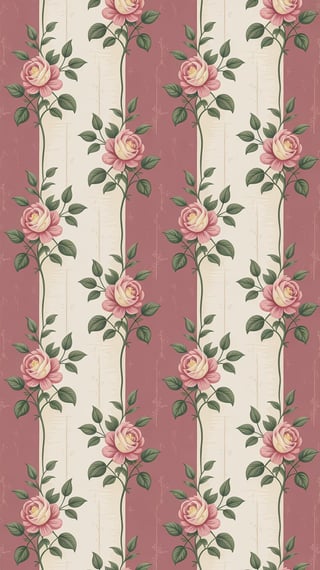 Vintage Rose Stripe Wallpaper