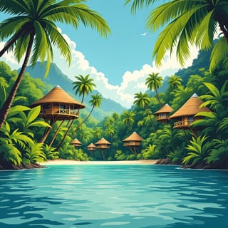 Art Deco Travel Poster of Isla Barú