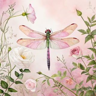 Watercolor Illustration of a Vibrant Dragonfly