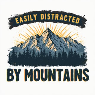 Distracted by Mountains T-Shirt Design