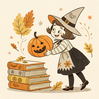 Vintage 1940s Halloween Illustration