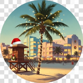 Retro Christmas Postcard of Miami