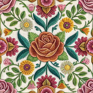 Neon Floral Embroidered Motif