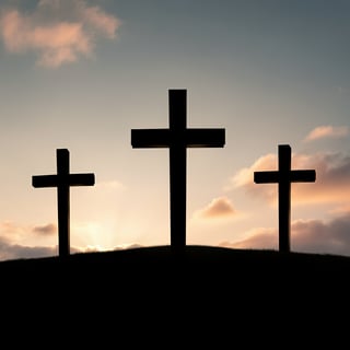 Silhouetted Crosses at Sunrise