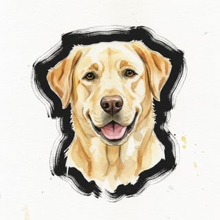 Watercolor Portrait of Labrador Retriever