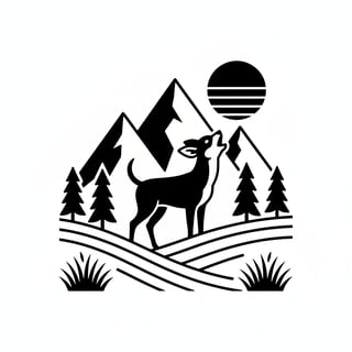 Minimalist Howling Chihuahua Silhouette
