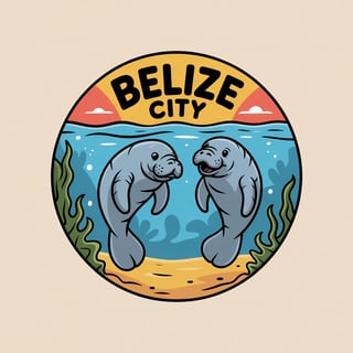 Belize City Manatees Cartoon Badge