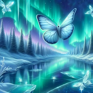 Moonlit Butterfly Over Tundra Lake