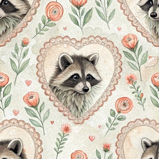 Pastel Watercolor Raccoon Prints