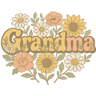 Retro Bubble Letters with Wildflowers