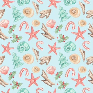 Coastal Christmas Seamless Pattern