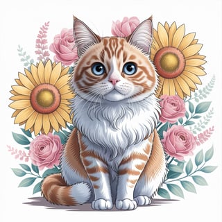 Ginger Cat Amid Vibrant Flowers