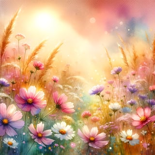 Dreamy Wildflower Meadow Watercolor