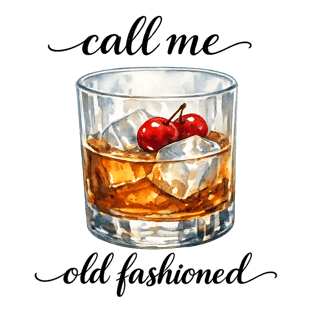Watercolor Whiskey Glass with Cherries