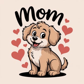 Cute Cartoon Dog with Mom Text
