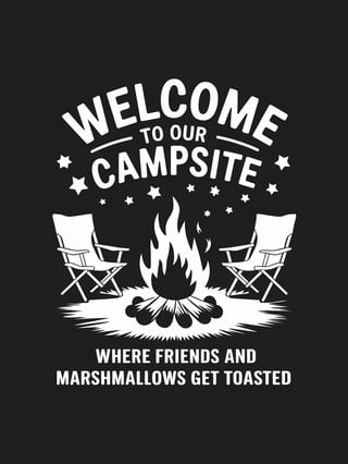 Minimalist Campfire Silhouette Design