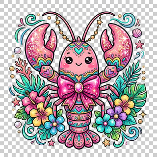 Kawaii Pink Lobster Illustration