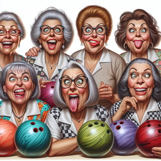 Quirky Older Women Bowling Fun