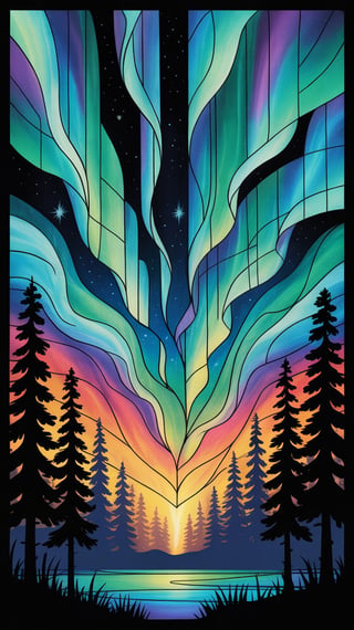 Luminous Stained Glass Aurora Borealis