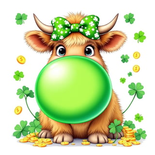 Playful St. Patrick's Day Highland Cow