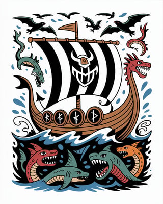 Viking Dragon Longship Vector Art