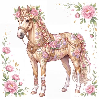 Ornate Palomino Horse Illustration