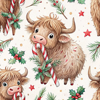 Highland Cows Candy Cane Wrap