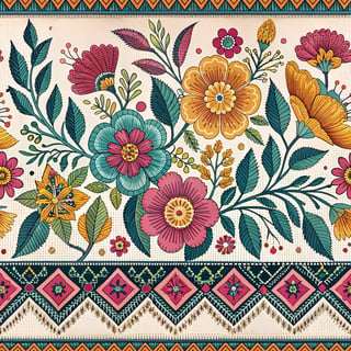 Colorful Mexican Border Embroidery