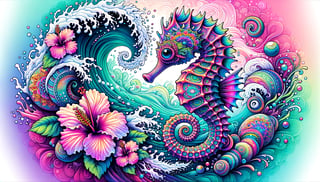 Vibrant Baby Seahorse Illustration