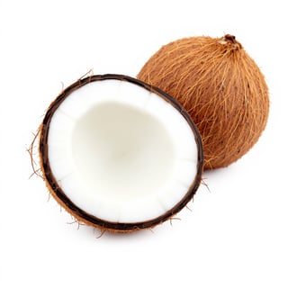 Unopened Coconuts on White Background