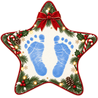 Blue Newborn Footprint Christmas Star