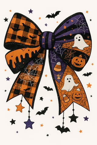 Halloween Bow with Spooky Patchwork