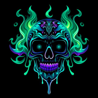 Neon Fantasy Skull Digital Art
