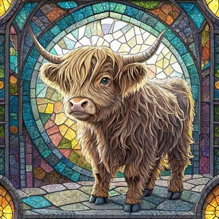 Kawaii Highland Calf Mosaic Art