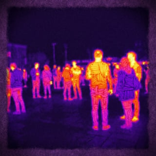 Thermal Image of Crowd in Vibrant Colors
