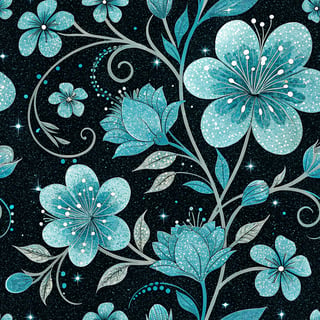 Light Blue Glitter Floral Pattern