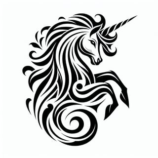 Elegant Black and White Unicorn Tattoo