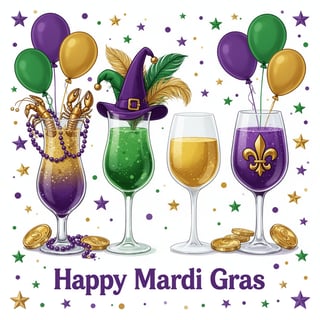 Colorful Mardi Gras Drink Illustration