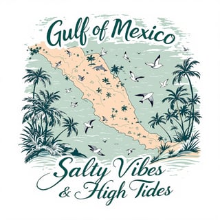 Vintage Coastal Map T-Shirt Design