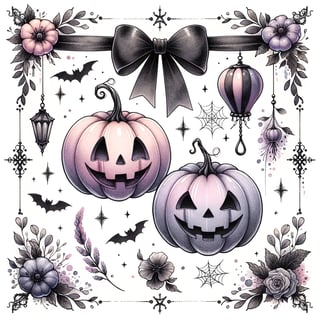 Watercolor Halloween Jack-o'-Lanterns
