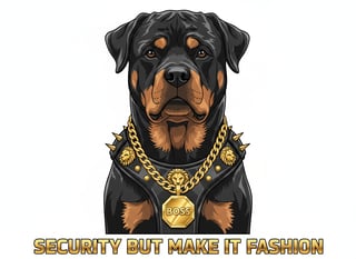 Strong Rottweiler in Designer Harness