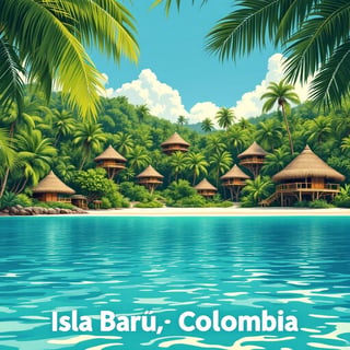 Art Deco Travel Poster of Isla Barú