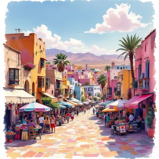 Vibrant Qatar Travel Poster Illustration