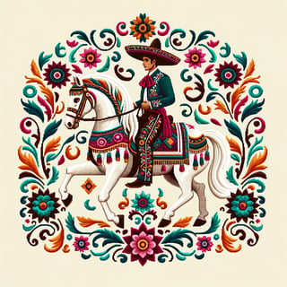 Mexican Equestrian Embroidered Illustration