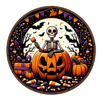 Cartoon Skeleton Halloween Sign