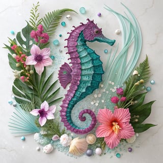 Elegant Tropical Seahorse Design