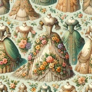 Victorian Dresses Pattern Background