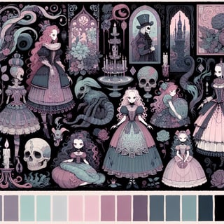 Whimsical Gothic Alice in Wonderland Art